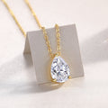 Collar de Moissanita Corte Pera en Plata S925 Chapado en Oro — Brillo Tipo Diamante (Incluye Cadena)