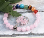 Pulsera de Cuarzo Rosa con 7 Chakras — Equilibrio Energético y Estilo Natural