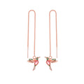 Aretes Colgantes de Colibrí con Cristales — Baño en Oro Rosa/Imitación Oro