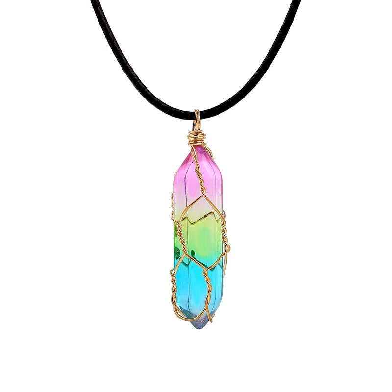 Collar de Cristal Transparente Multicolor — Diseño Geométrico y Estilo Natural