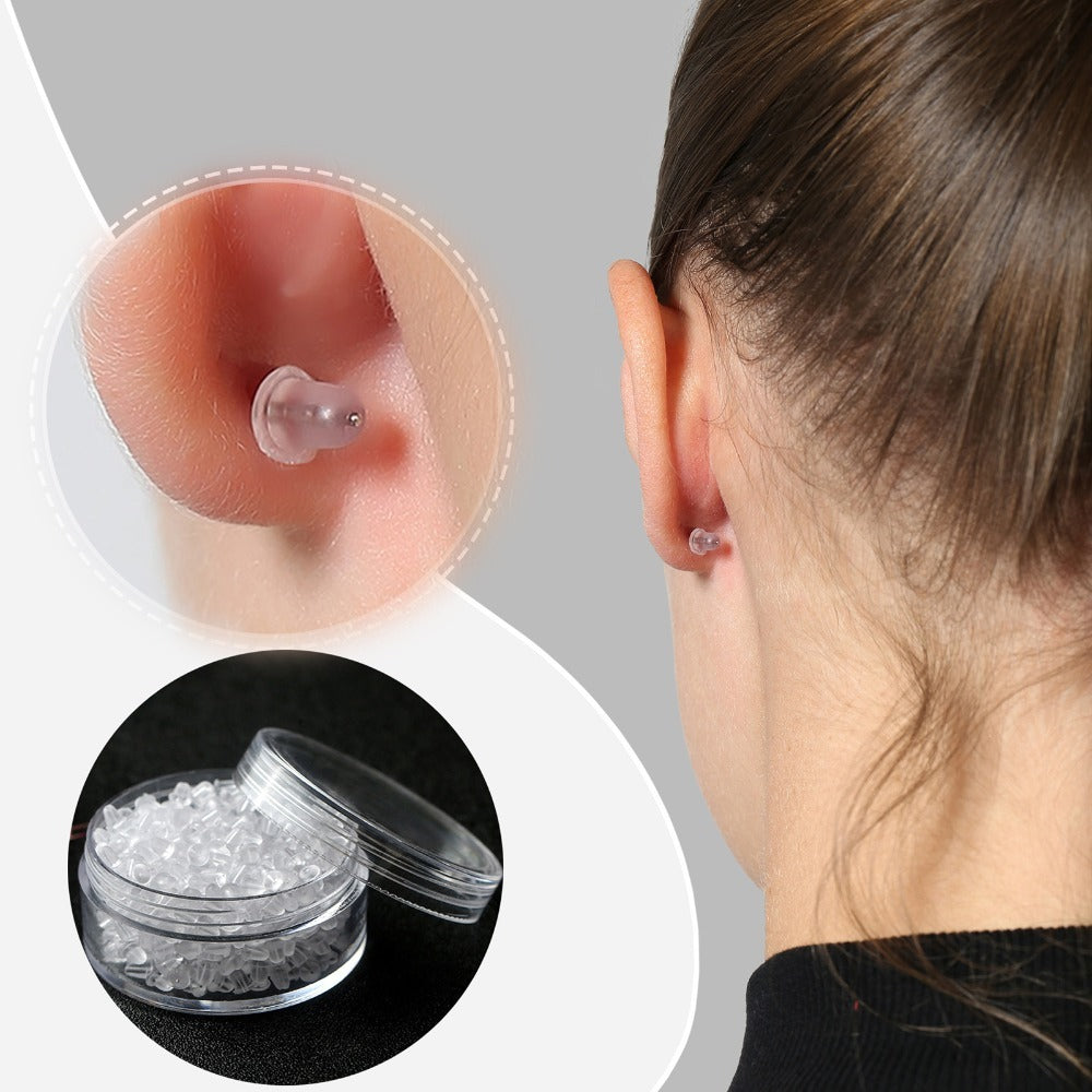 Topes de Silicona Transparente para Aretes — Hipoalergénicos (Par)
