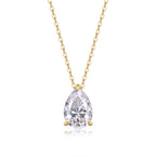 Collar de Moissanita Corte Pera en Plata S925 Chapado en Oro — Brillo Tipo Diamante (Incluye Cadena)