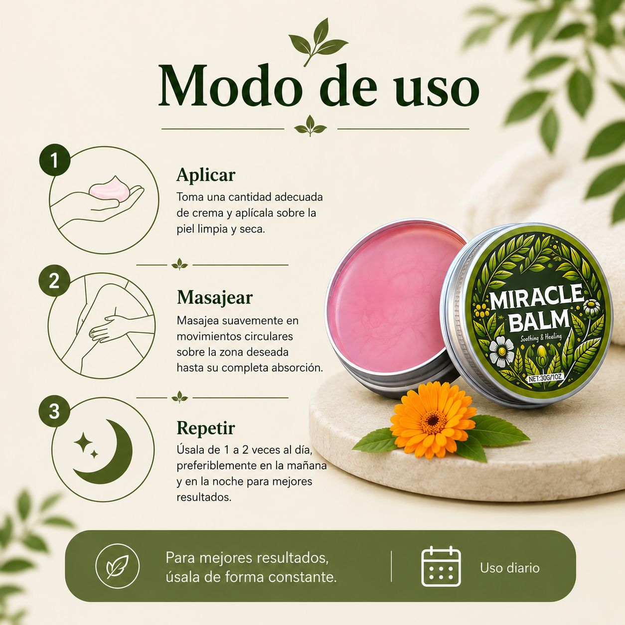 Crema Calmante para Articulaciones — Alivio Natural para Espalda, Manos y Pies