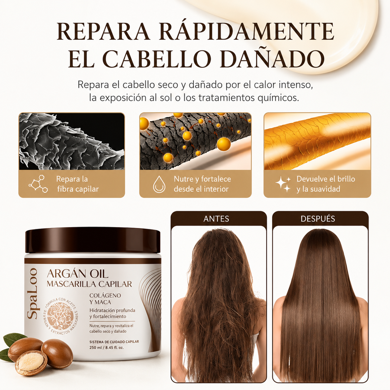 Mascarilla Capilar de Aceite de Argán — Tratamiento Profundo para Cabello Seco o Dañado