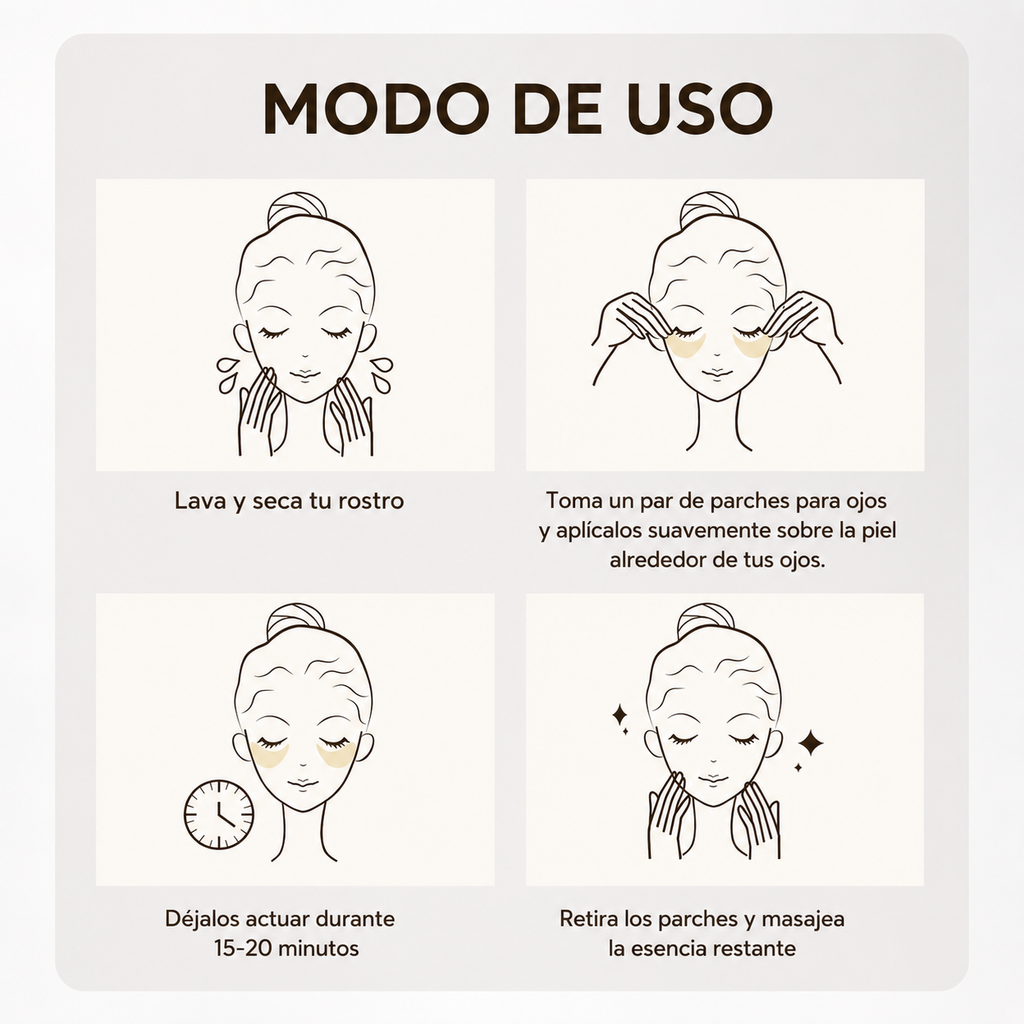 Parches de Colágeno y Péptidos Dorados para Ojos — 60 Piezas (30 Pares)