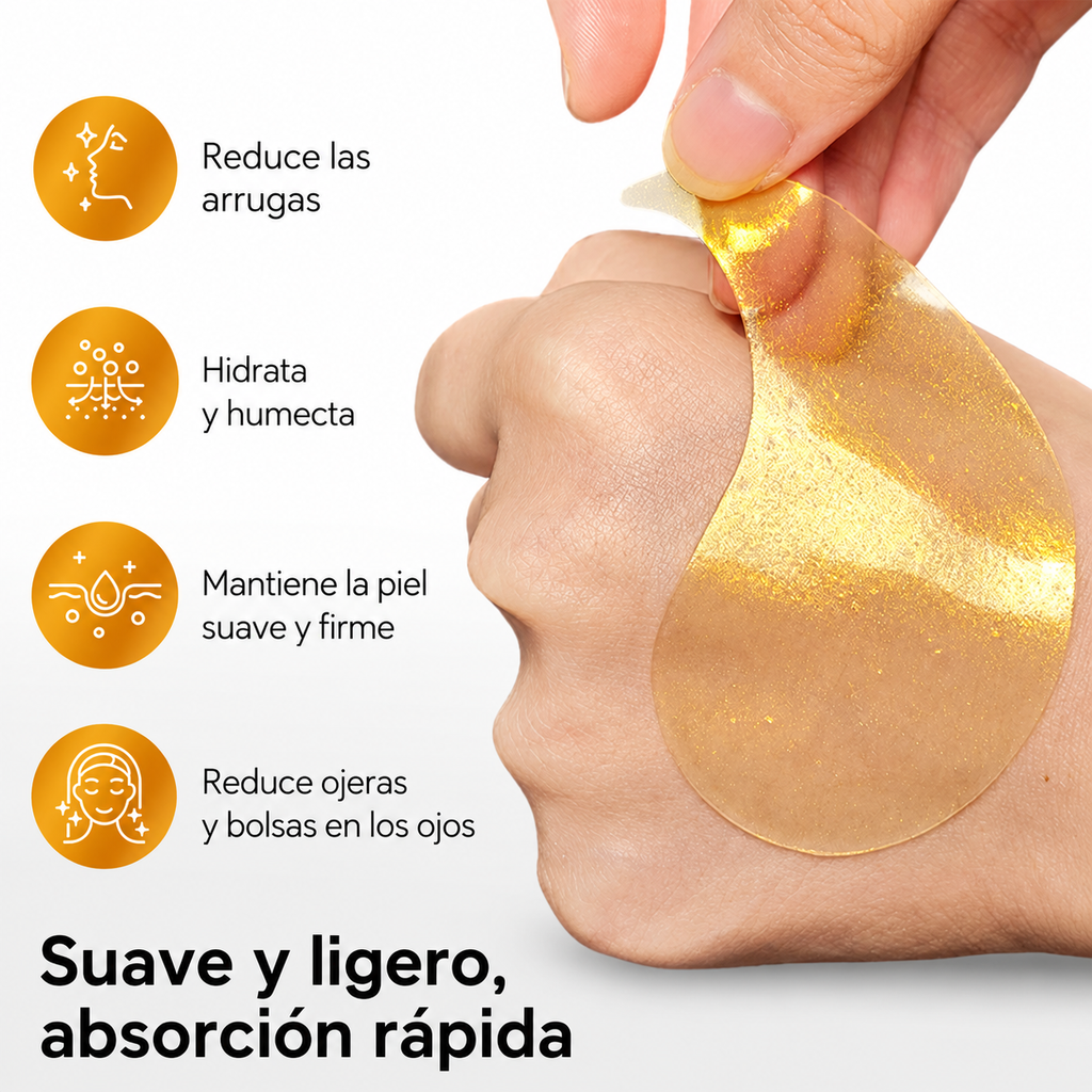 Parches de Colágeno y Péptidos Dorados para Ojos — 60 Piezas (30 Pares)