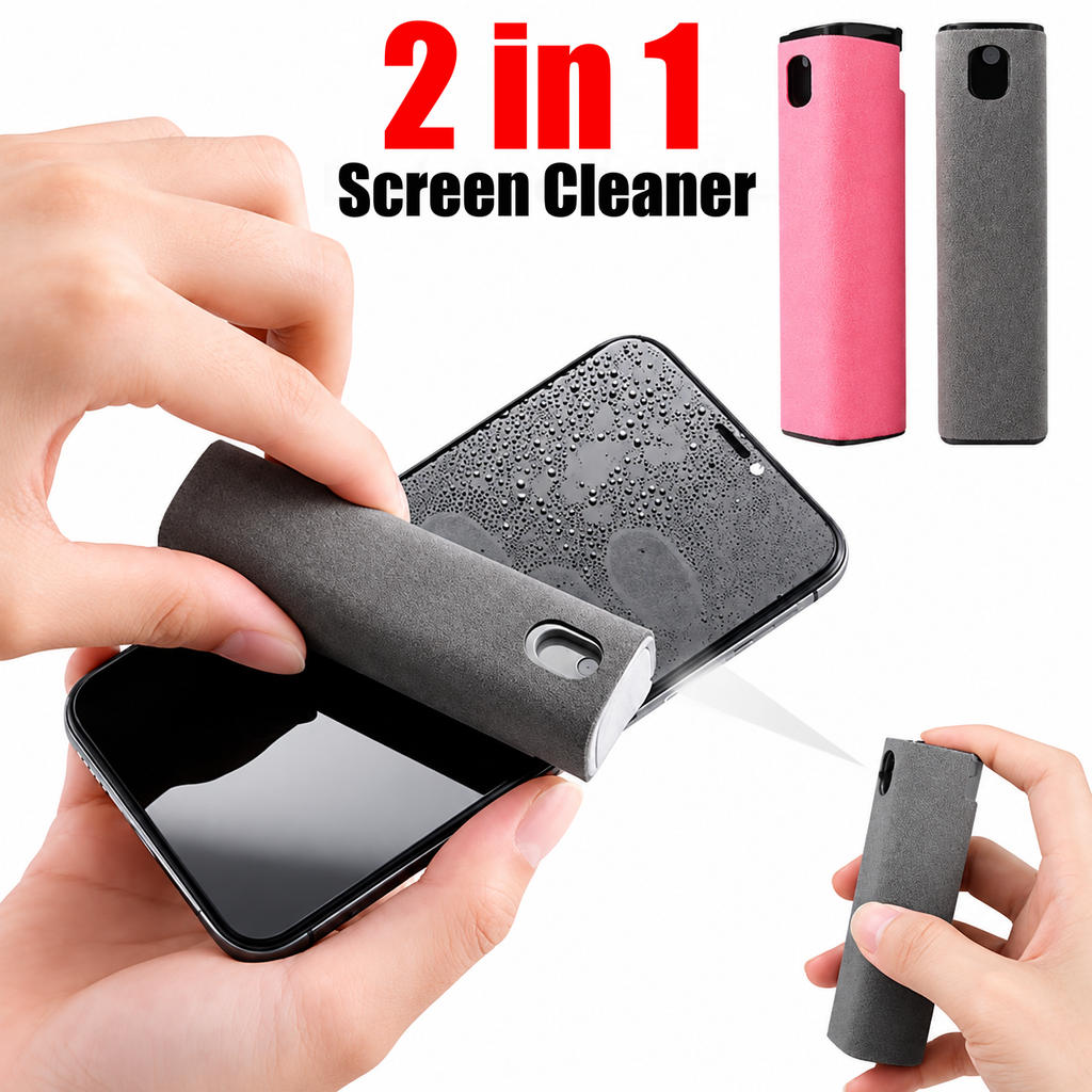 Portable Screen Cleaner with Spray and Microfiber