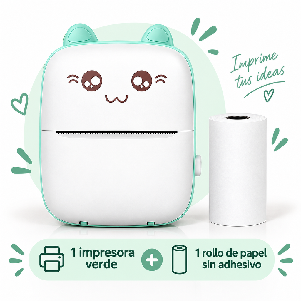 Mini Impresora Térmica Portátil Bluetooth Modelo A6 — Sin Tinta, PVC, Batería 1000mAh, 11×8×3.5cm