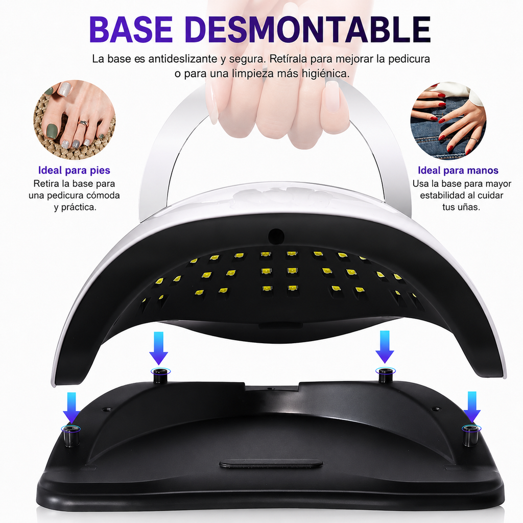 Lámpara UV/LED Profesional para Uñas de Gel — 66/72 LEDs, 4 Temporizadores y Sensor Automático