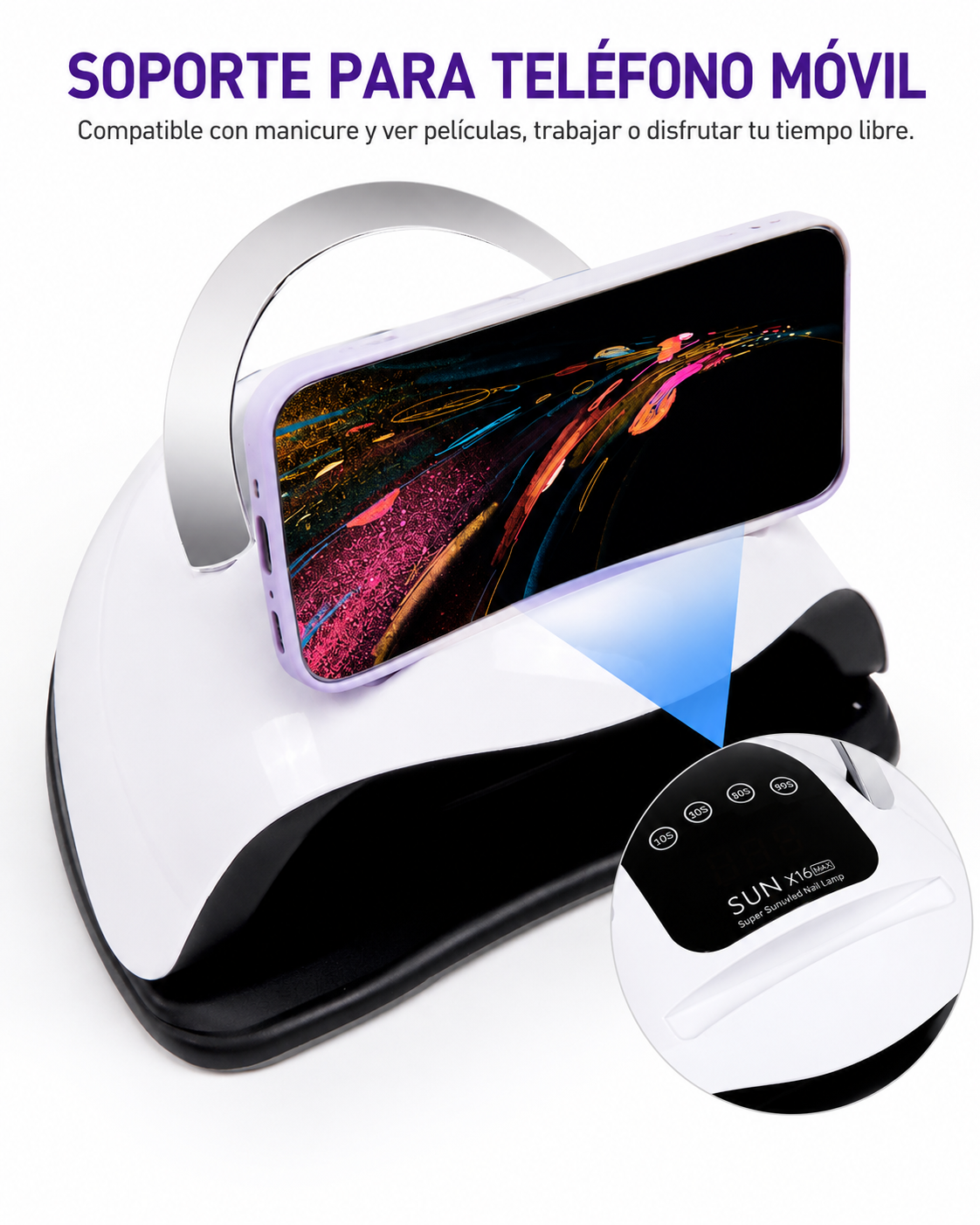 Lámpara UV/LED Profesional para Uñas de Gel — 66/72 LEDs, 4 Temporizadores y Sensor Automático