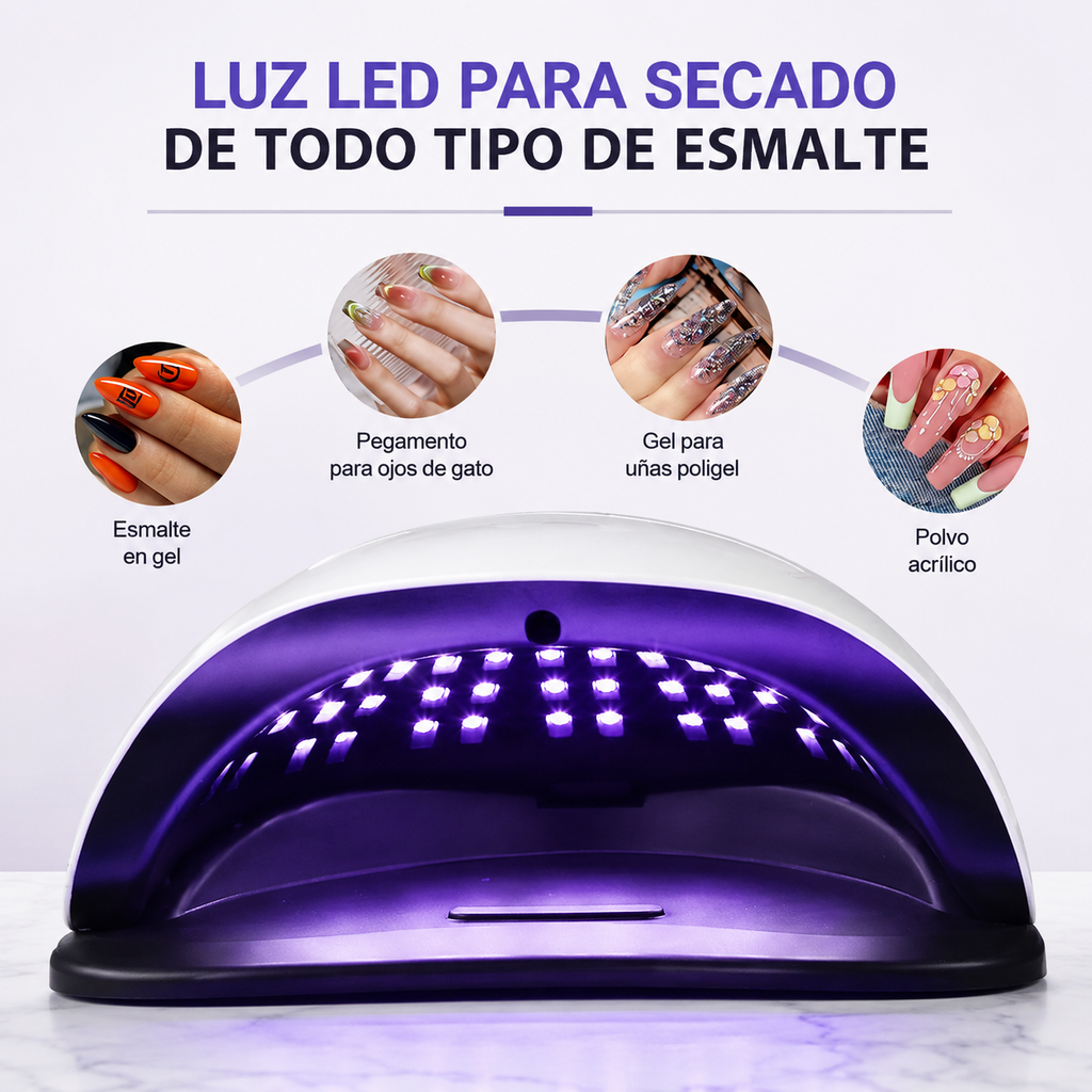 Lámpara UV/LED Profesional para Uñas de Gel — 66/72 LEDs, 4 Temporizadores y Sensor Automático