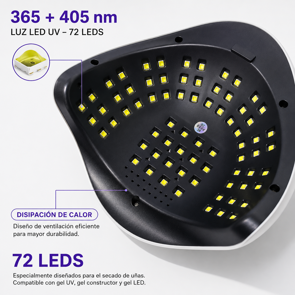 Lámpara UV/LED Profesional para Uñas de Gel — 66/72 LEDs, 4 Temporizadores y Sensor Automático