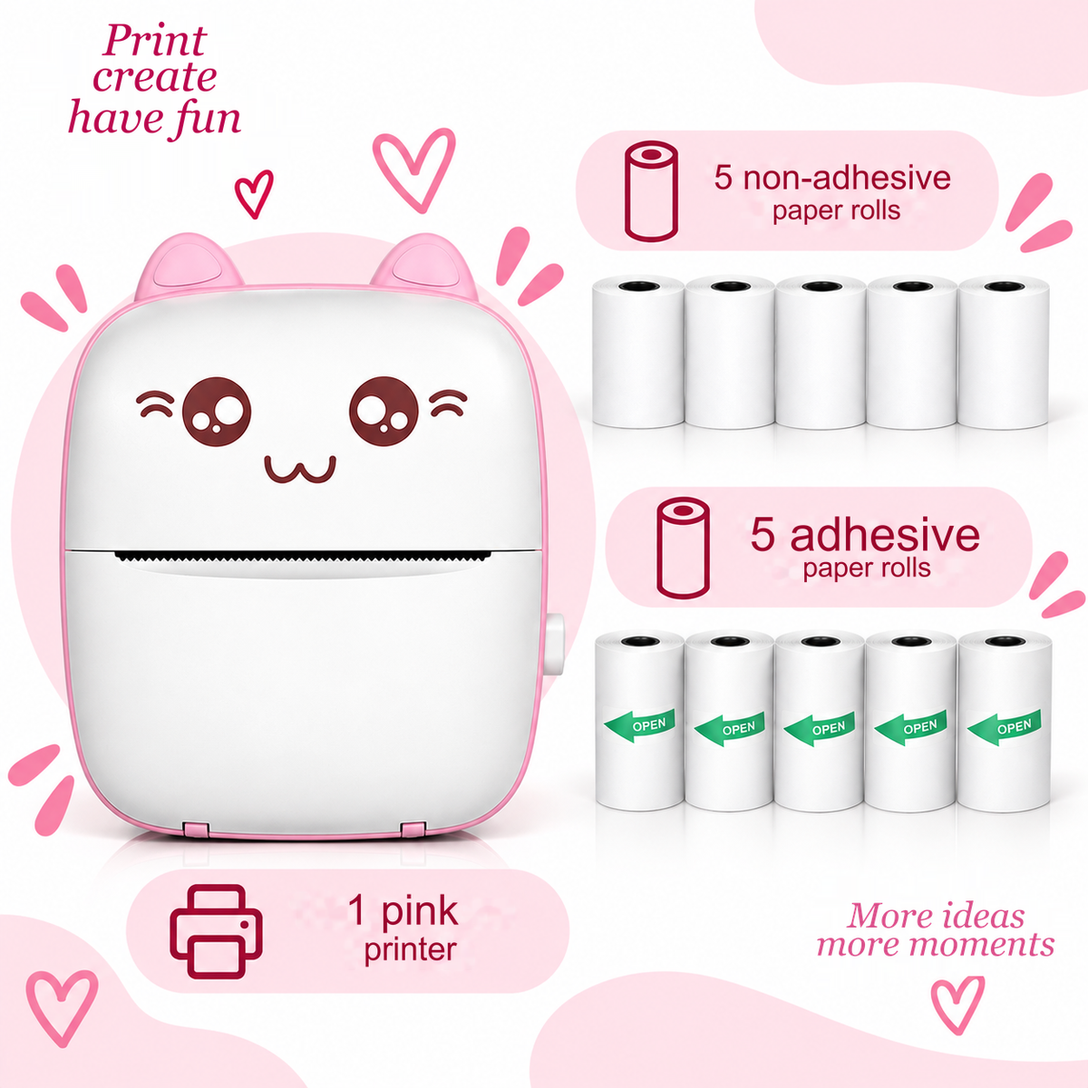 Mini impresora térmica portátil Bluetooth modelo A6: sin tinta, PVC, batería de 1000 mAh, 11 × 8 × 3,5 cm