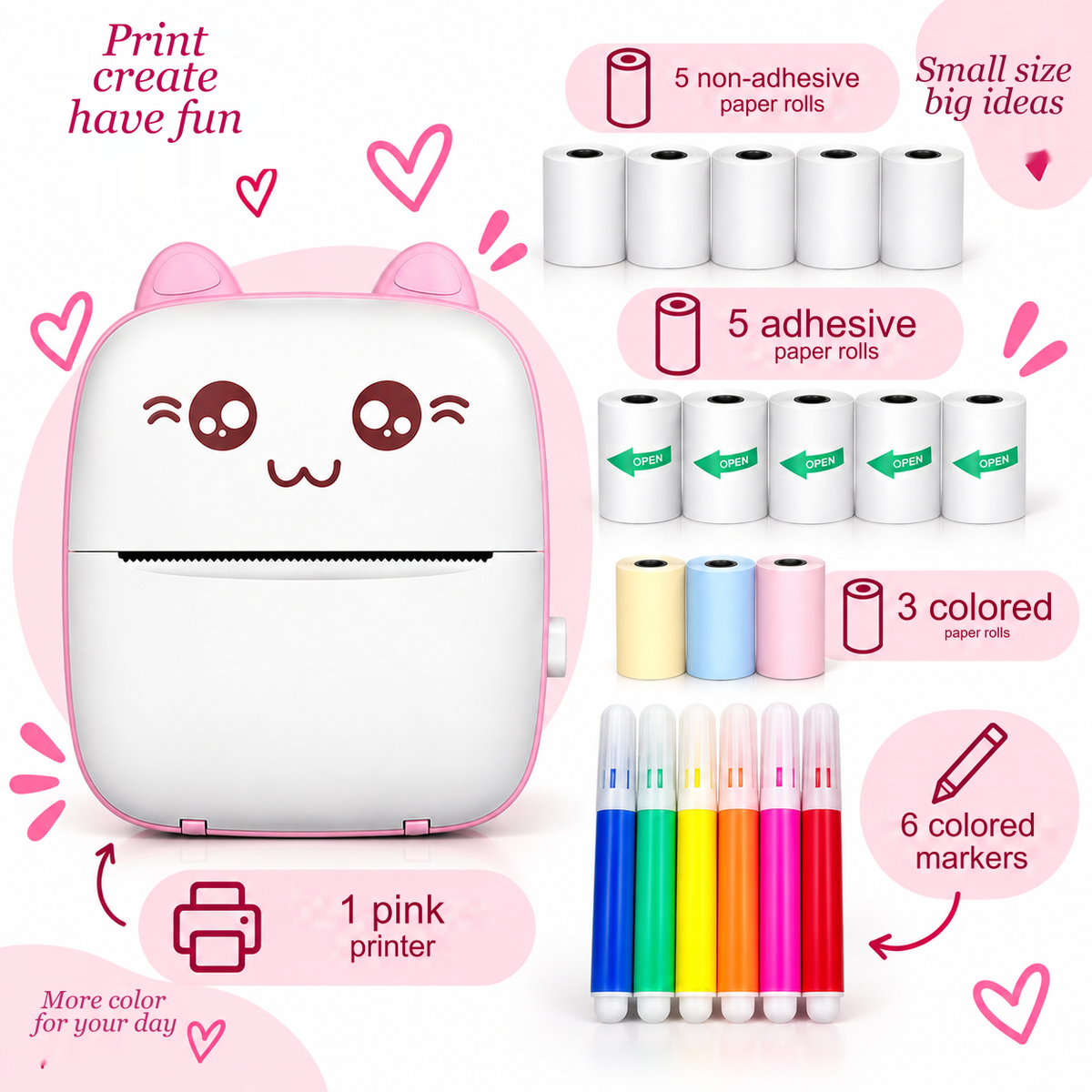 Mini impresora térmica portátil Bluetooth modelo A6: sin tinta, PVC, batería de 1000 mAh, 11 × 8 × 3,5 cm