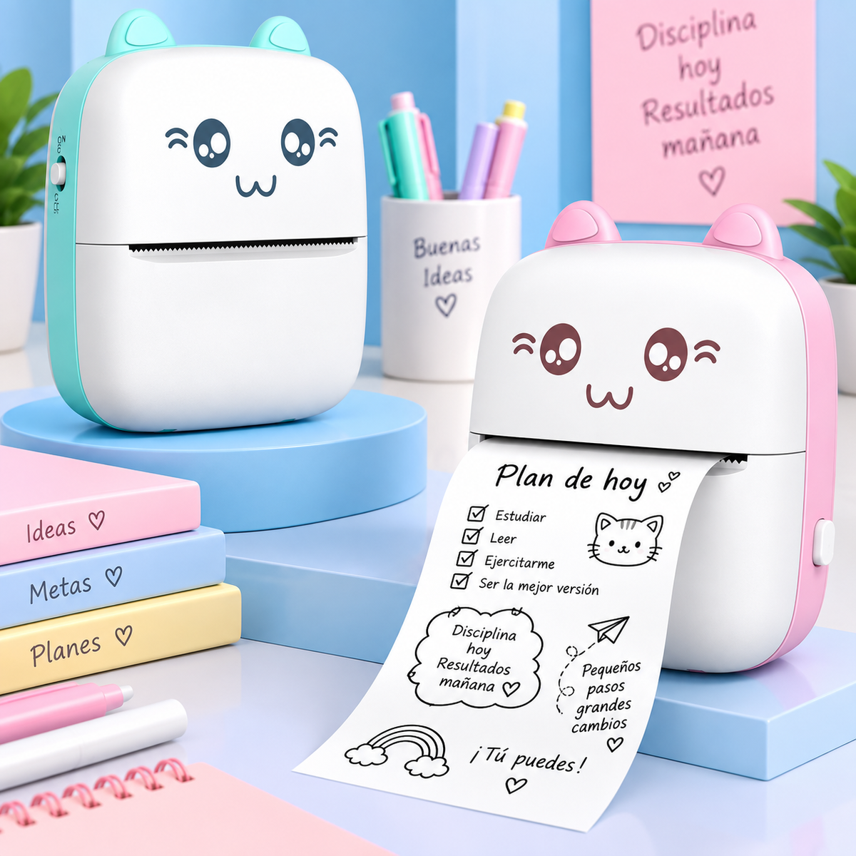 Mini Impresora Térmica Portátil Bluetooth Modelo A6 — Sin Tinta, PVC, Batería 1000mAh, 11×8×3.5cm