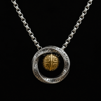 Collar con Colgante Oriental Giratorio — Bicolor Plata y Oro, Estilo Retro Étnico