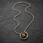 Collar con Colgante Oriental Giratorio — Bicolor Plata y Oro, Estilo Retro Étnico