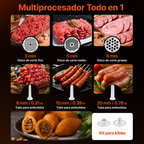 Moledora de Carne Eléctrica 700W — 3 Placas, Tubos para Embutidos y Kit Kubbe