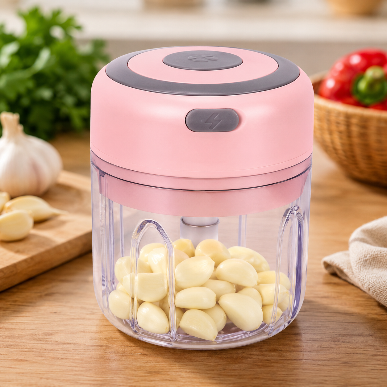 Picadora Eléctrica Mini Inalámbrica — Ajo, Jengibre y Vegetales | 250ml, Carga USB
