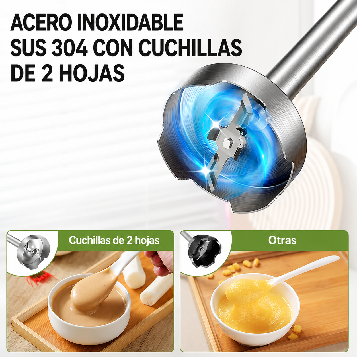 Batidora de Mano 5 en 1, 1000W — 12 Velocidades, Motor de Cobre y Accesorios Completos
