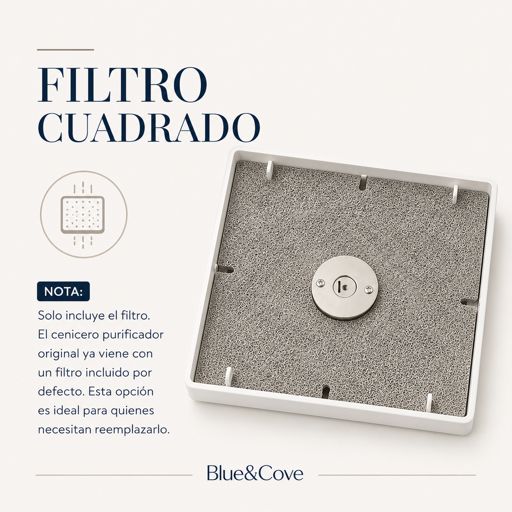 Cenicero Purificador de Aire con Ionizador — Elimina Olores, Silencioso, Portátil, ABS