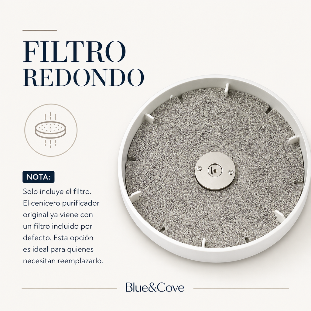 Cenicero Purificador de Aire con Ionizador — Elimina Olores, Silencioso, Portátil, ABS