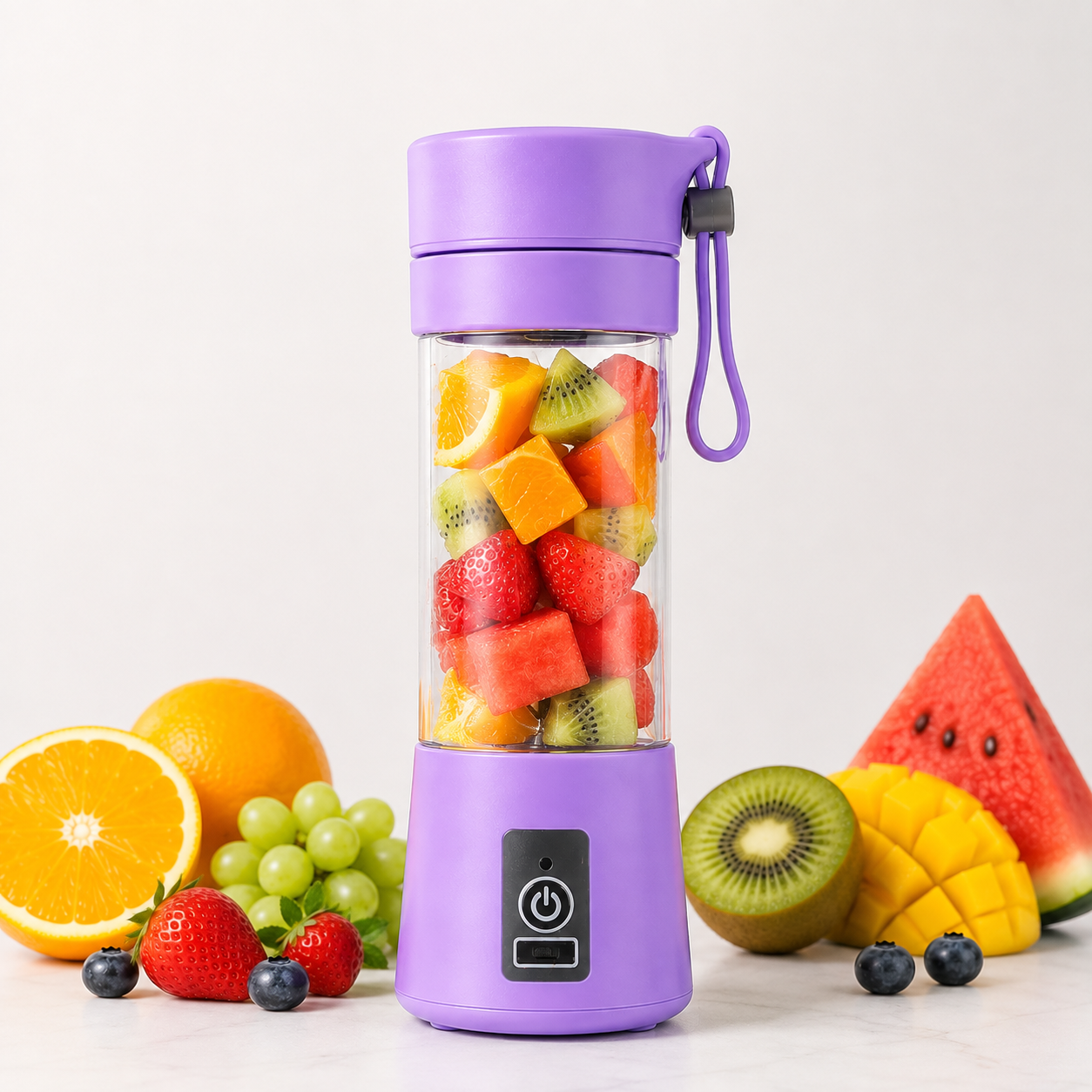Licuadora Portátil Recargable USB — 380ml, Plástico Grado Alimenticio, 2/4/6 Cuchillas