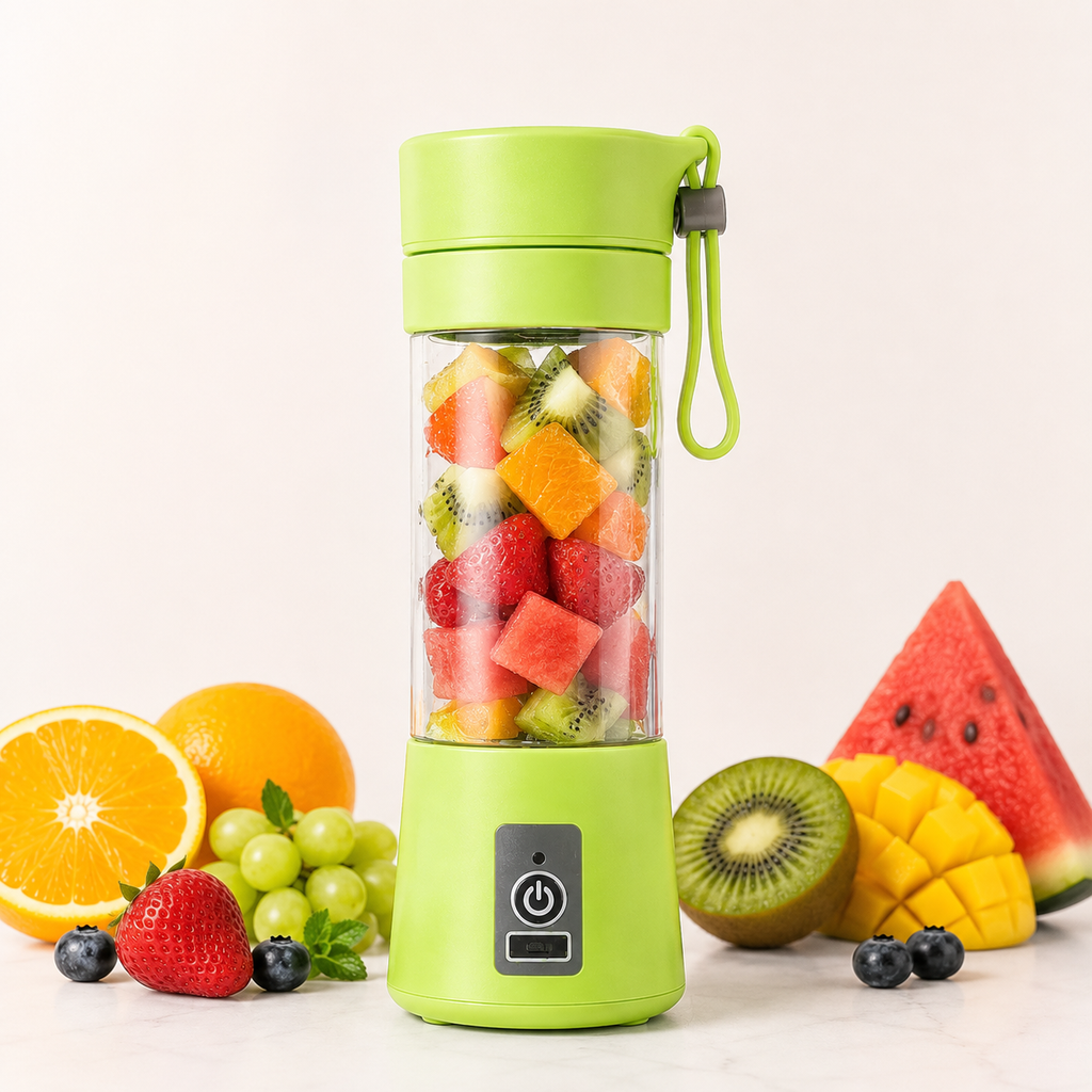 Licuadora Portátil Recargable USB — 380ml, Plástico Grado Alimenticio, 2/4/6 Cuchillas