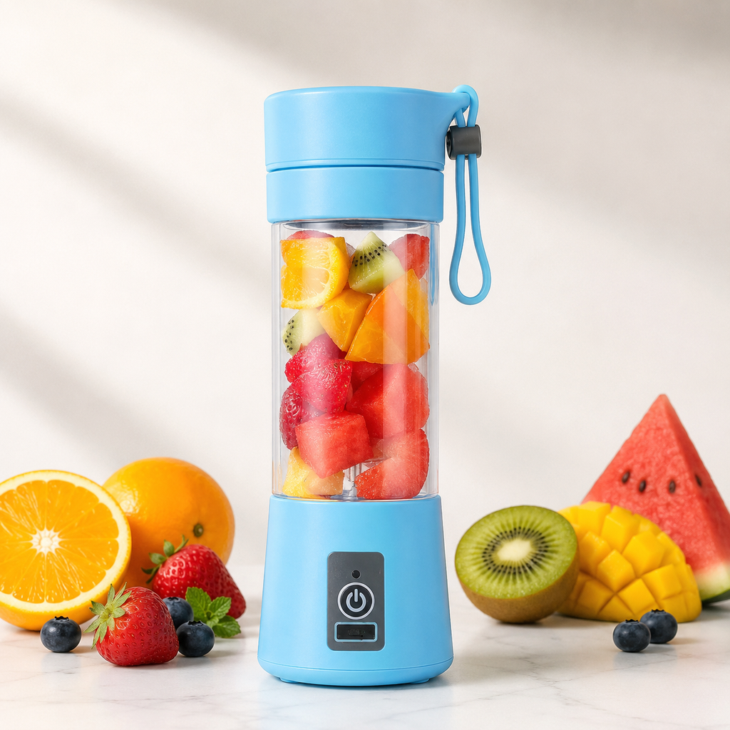 Licuadora Portátil Recargable USB — 380ml, Plástico Grado Alimenticio, 2/4/6 Cuchillas