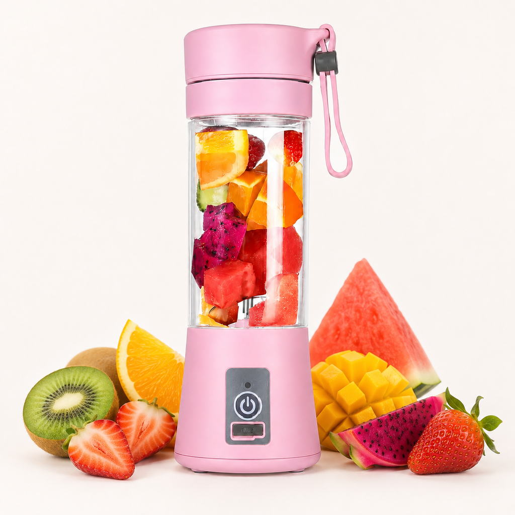 Licuadora Portátil Recargable USB — 380ml, Plástico Grado Alimenticio, 2/4/6 Cuchillas