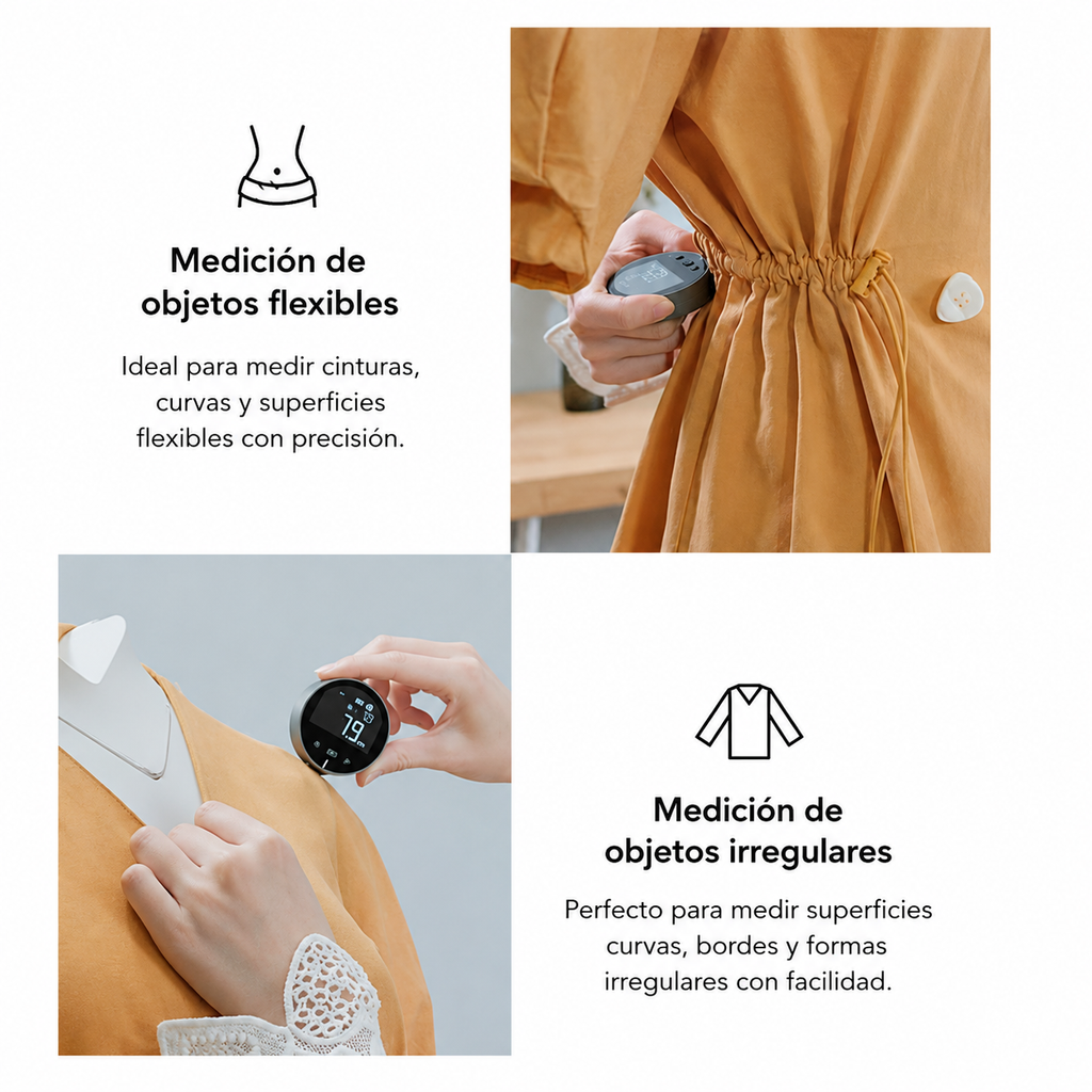 Regla Electrónica Digital de Medición — LCD, Hasta 99.99m Acumulado, Recargable USB-C
