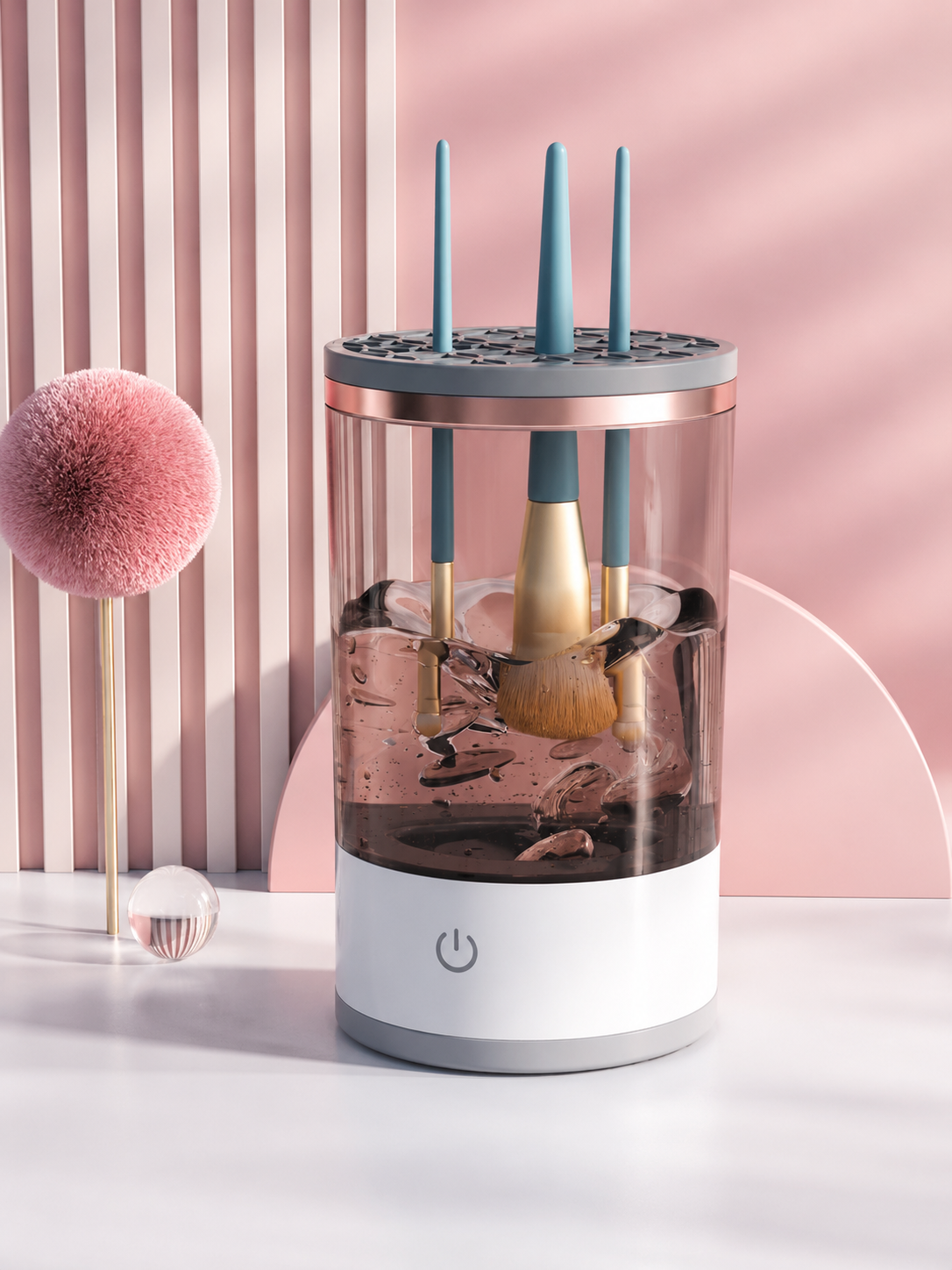 Limpiadora Eléctrica de Brochas de Maquillaje — Recargable USB, ABS/PC/TPE, Compatible con Brochas de Todos los Tamaños
