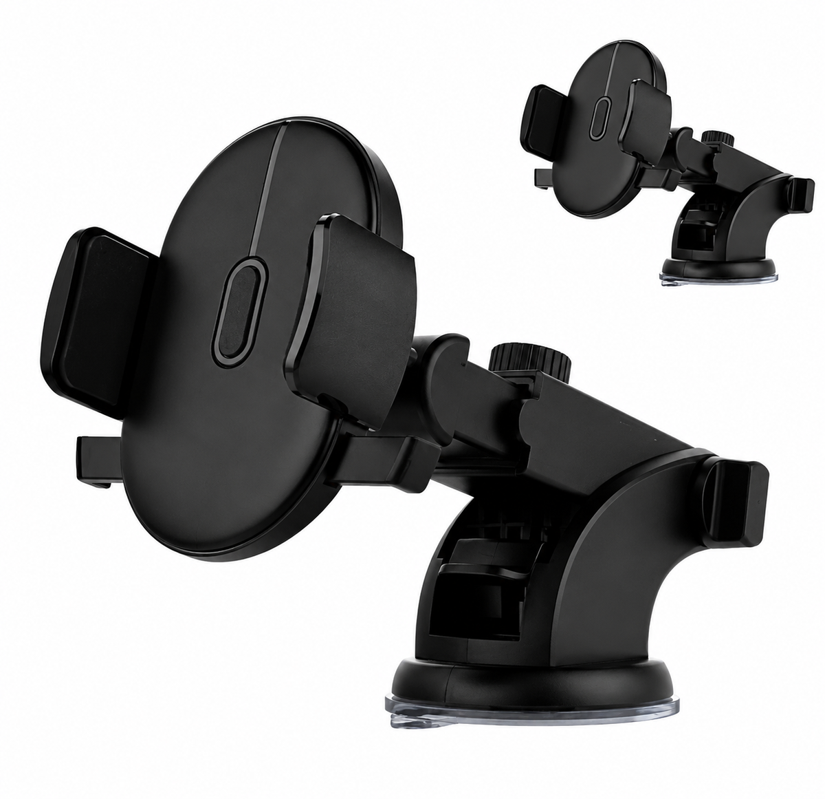 Soporte para celular para coche con ventosa y brazo telescópico — rotación de 360°, ABS, para dispositivos de 3.5 a 7"