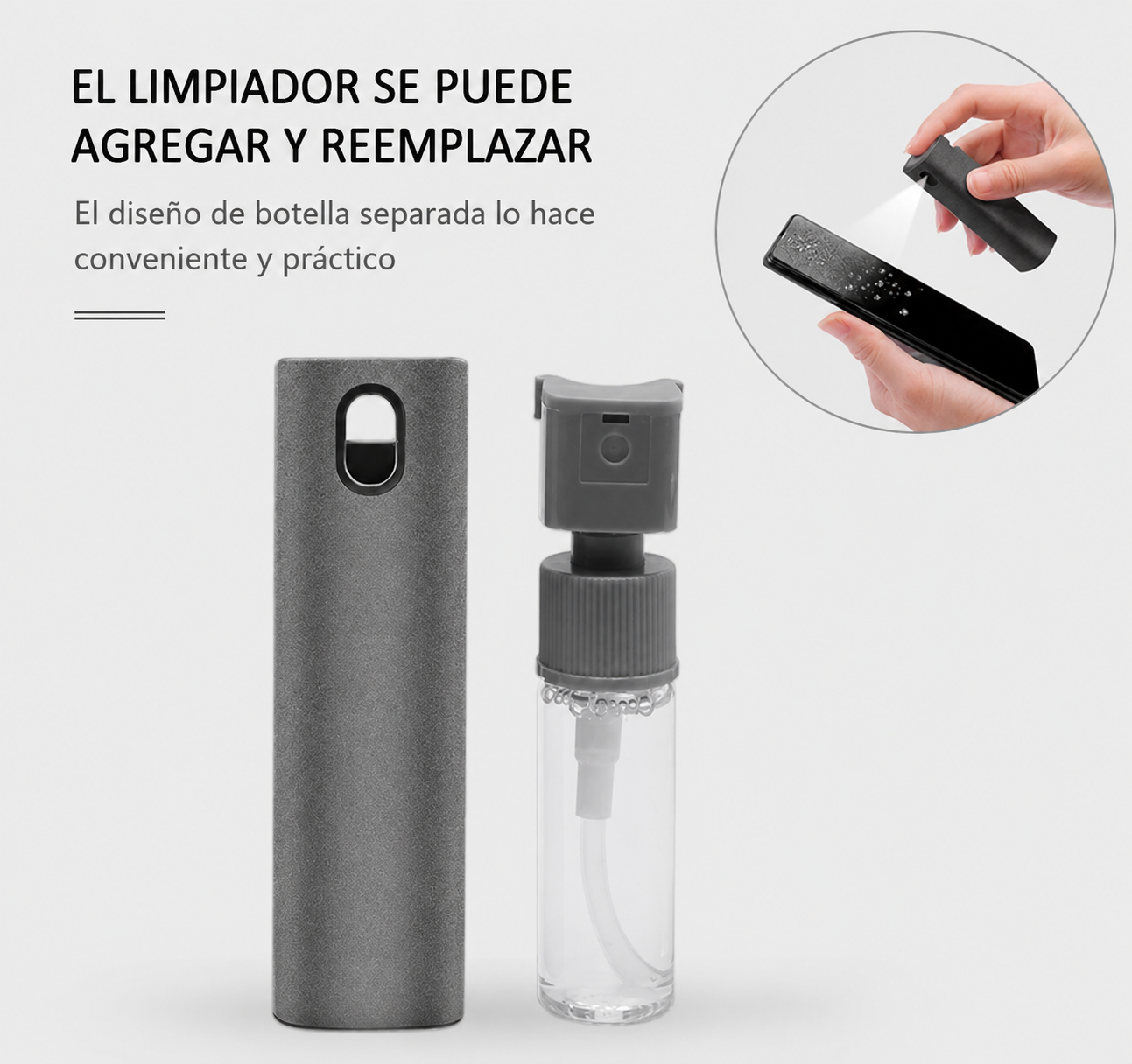 Kit Limpiador de Pantallas 2 en 1 — Spray + Paño de Microfibra, para Móvil, Computadora y Tablet