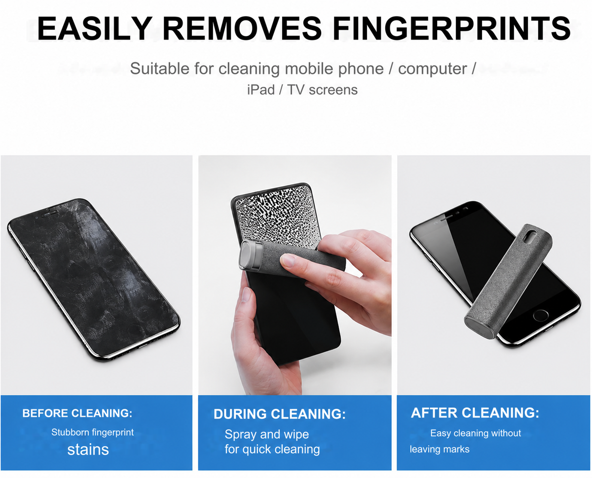 Kit de limpieza de pantalla 2 en 1: spray + paño de microfibra, para teléfono, computadora y tableta