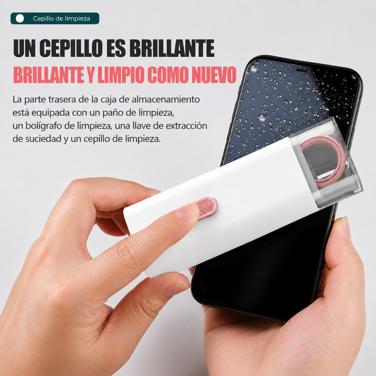 Kit de Limpieza Multifuncional para Electrónicos — Pluma, Cepillo, Extractor de Teclas y Spray, ABS, 60×130mm