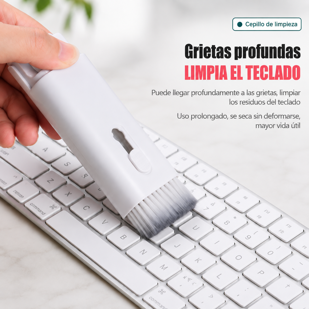 Kit de Limpieza Multifuncional para Electrónicos — Pluma, Cepillo, Extractor de Teclas y Spray, ABS, 60×130mm