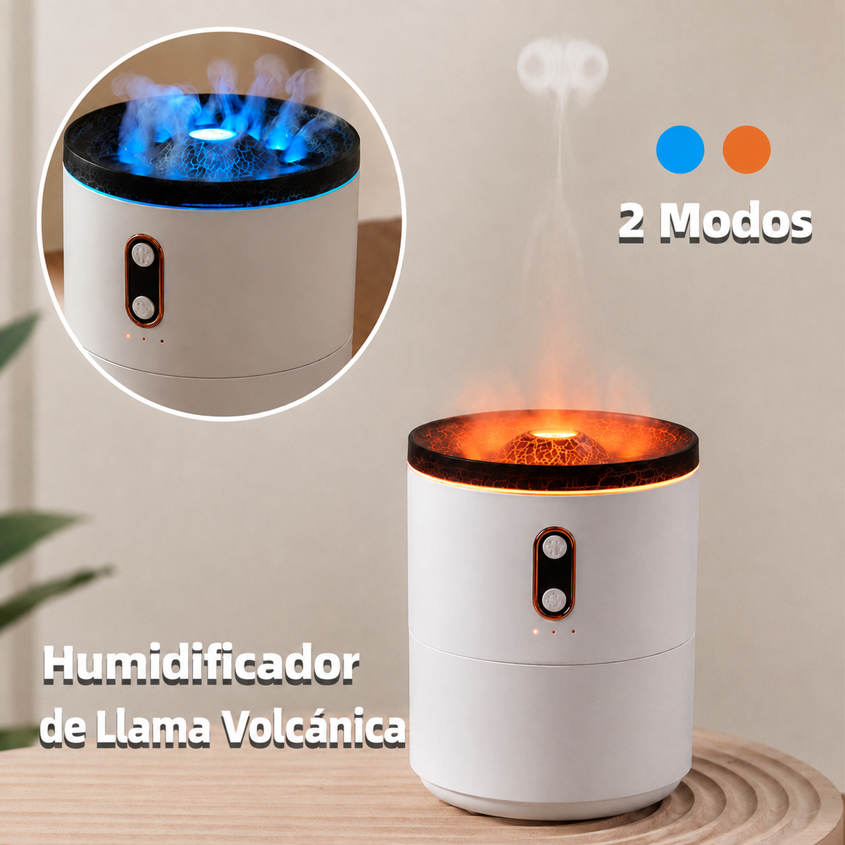 Humidificador USB con Difusor de Aromas y Luz Nocturna — 2 Salidas de Niebla, Temporizador 2–8h, Plástico