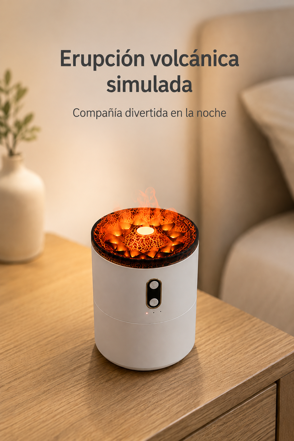 Humidificador USB con Difusor de Aromas y Luz Nocturna — 2 Salidas de Niebla, Temporizador 2–8h, Plástico