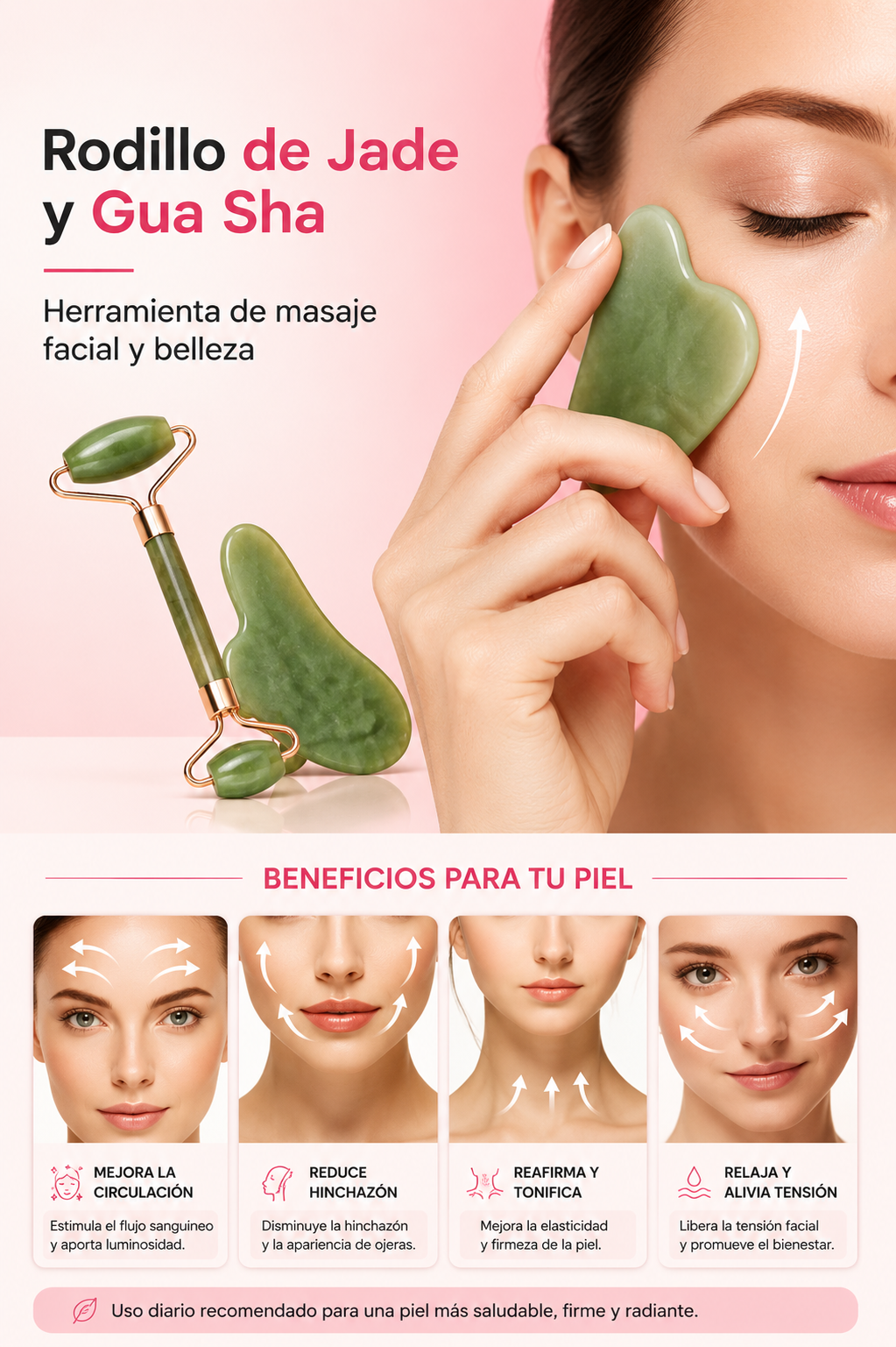 Set Gua Sha 2 Piezas — Masajeador Facial de Resina Natural para Lifting, Cuello y Antiarrugas