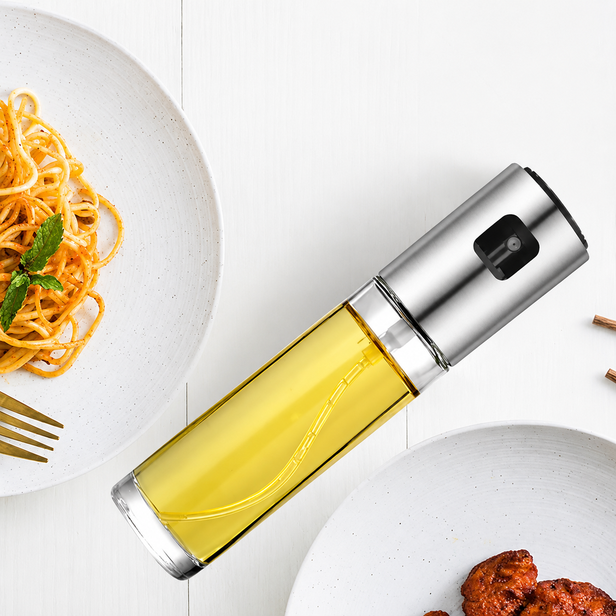 Atomizador de Aceite y Vinagre para Cocina — Vidrio 100ml, Sin Propelentes, Apto para BBQ y Horno