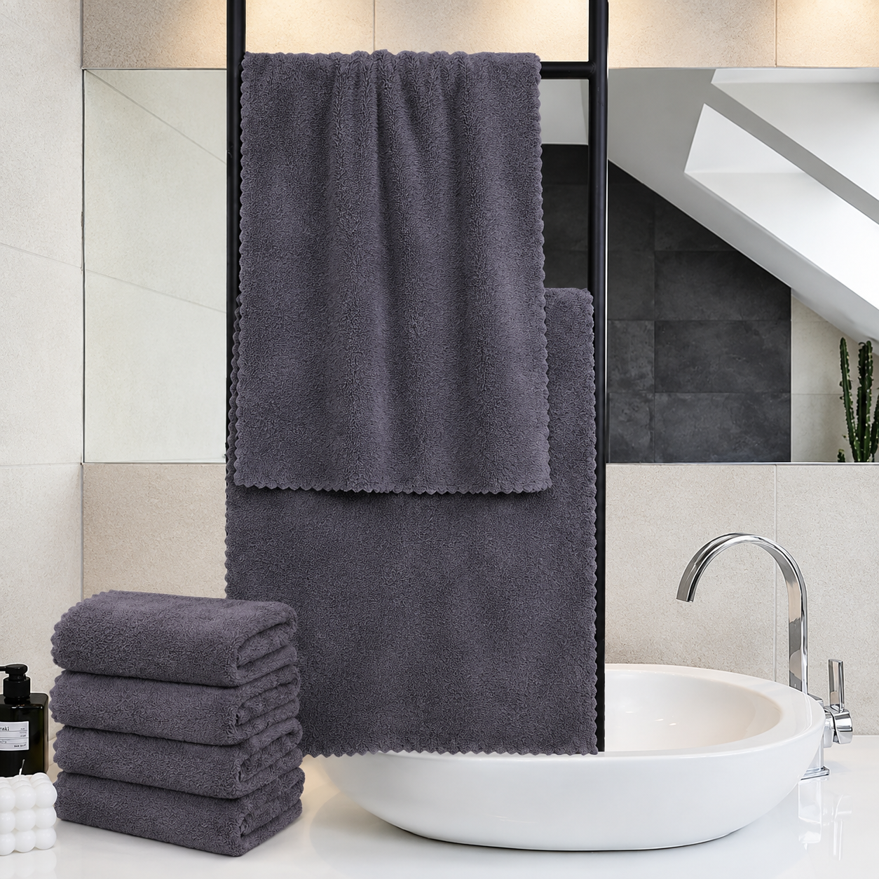 Set de 6 Toallas de Mano Premium de Microfibra — Secado Rápido, Alta Absorbencia, 40x70cm
