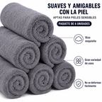 Set de 6 Toallas de Mano Premium de Microfibra — Secado Rápido, Alta Absorbencia, 40x70cm
