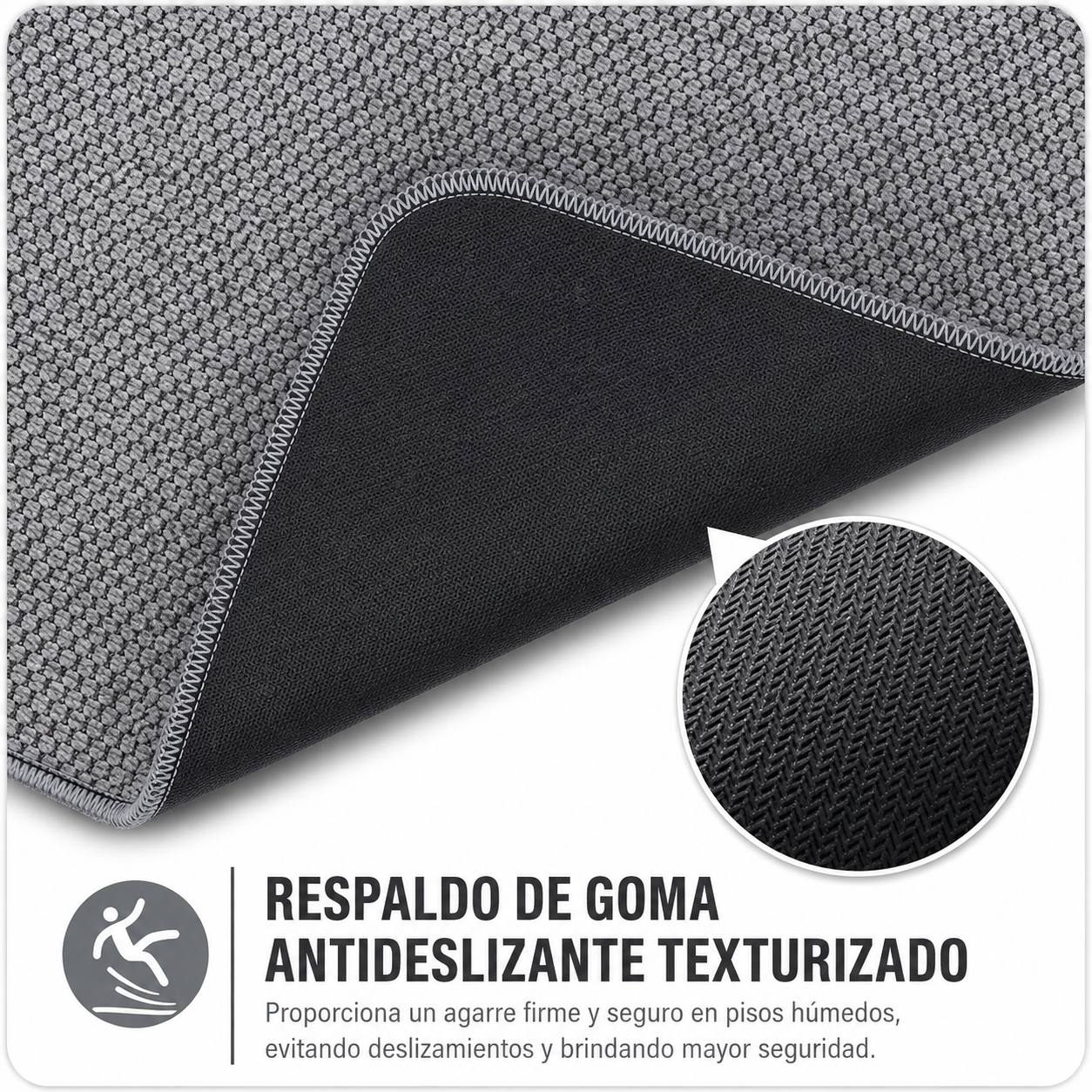 Tapete de Baño Ultrafino Antideslizante — Absorbente, Secado Rápido, Lavable a Máquina | Gris