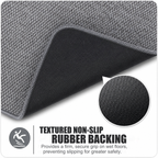 Alfombra de baño antideslizante ultradelgada: absorbente, de secado rápido, lavable a máquina | Gris