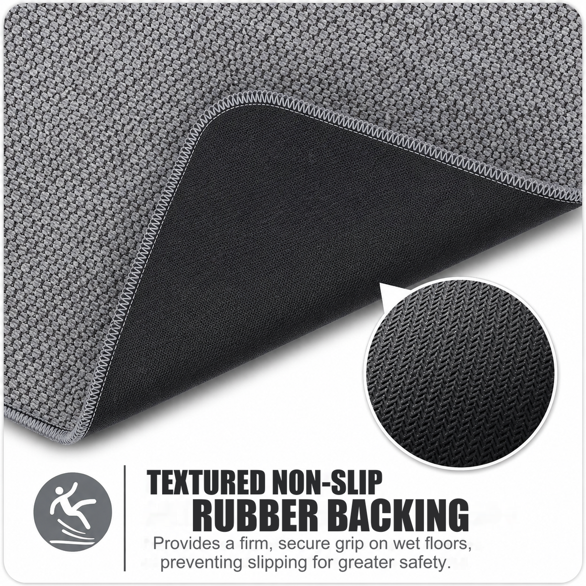 Alfombra de baño antideslizante ultradelgada: absorbente, de secado rápido, lavable a máquina | Gris
