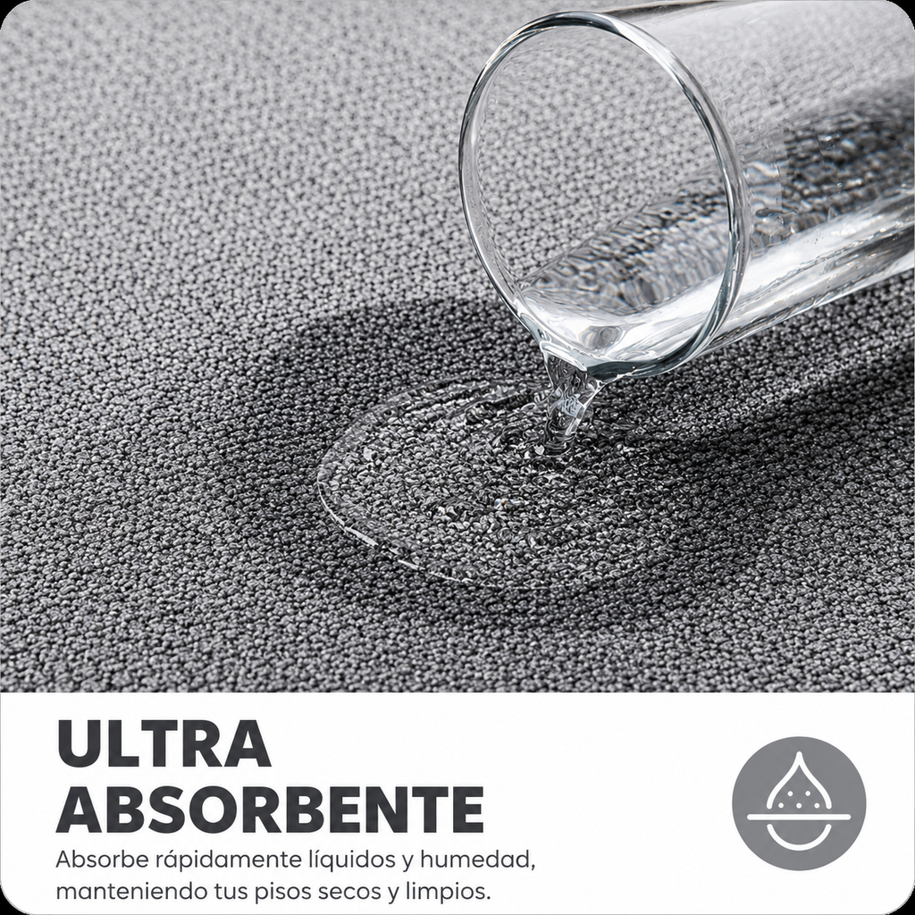 Tapete de Baño Ultrafino Antideslizante — Absorbente, Secado Rápido, Lavable a Máquina | Gris