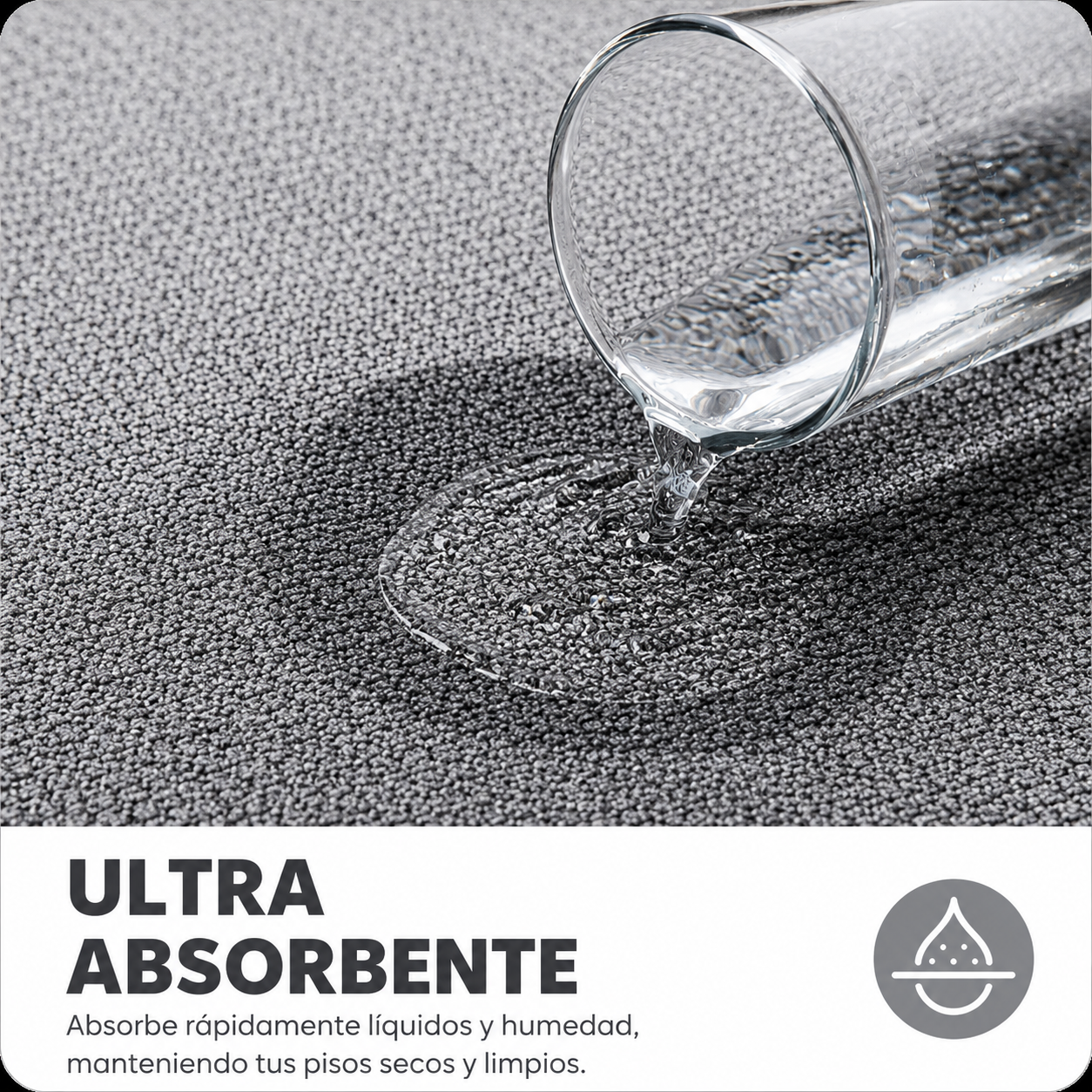 Tapete de Baño Ultrafino Antideslizante — Absorbente, Secado Rápido, Lavable a Máquina | Gris