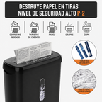 Trituradora de Papel 10 Hojas — Nivel P-2, Destruye CDs y Tarjetas, Canasta 12L, Certificación ETL