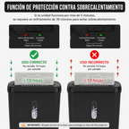 Trituradora de Papel 10 Hojas — Nivel P-2, Destruye CDs y Tarjetas, Canasta 12L, Certificación ETL